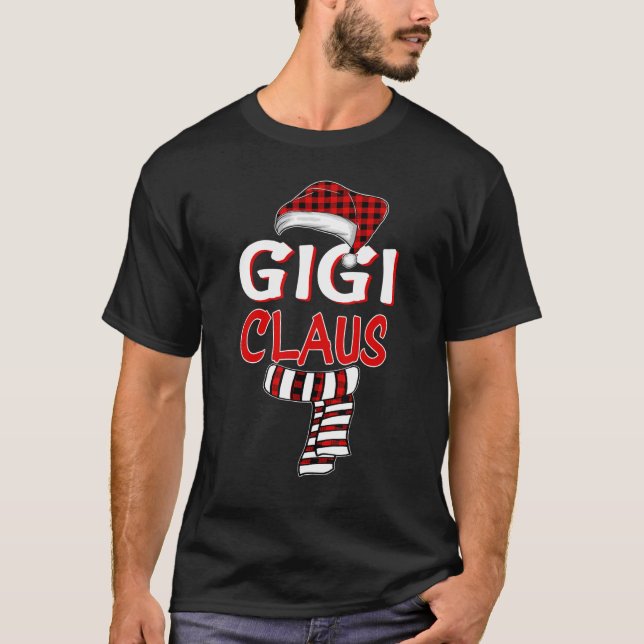 Grandma jul Jultomten Red plaid Gigi Claus T Shirt (Framsida)