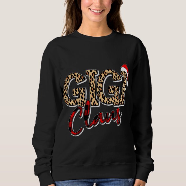 Grandma jul Santa Hat Gigi Claus Leopard Buf T Shirt (Framsida)