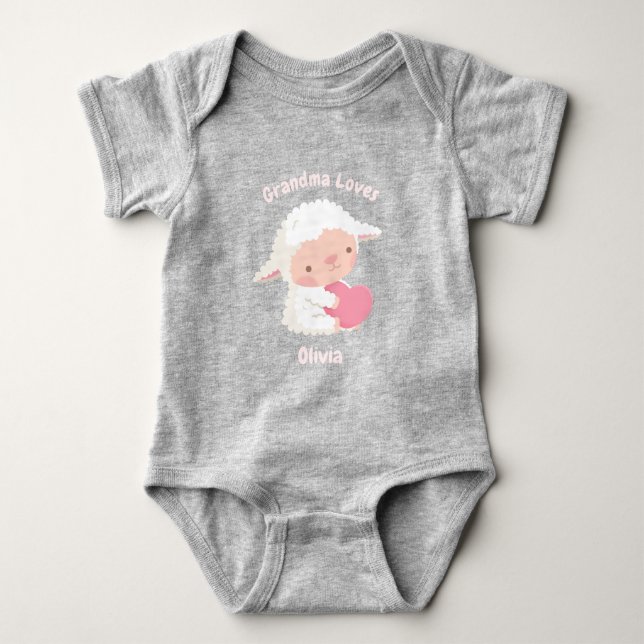 Grandma Kärlek Cute Little Lamb Personlig T Shirt (Framsida)