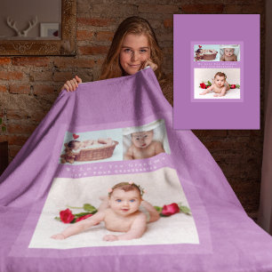 Grandma Kärlek Hennes familjs fotokollage Soft Mys Fleecefilt
