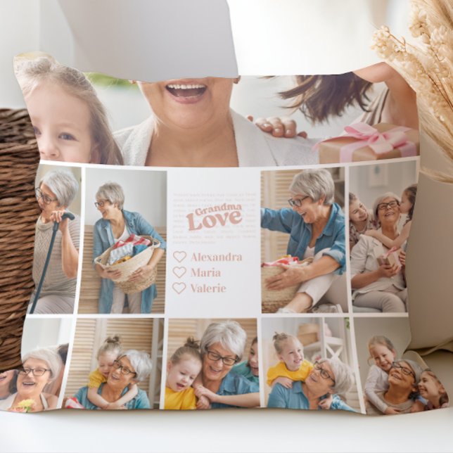 Grandma Kärlek Poetic Photo Collage Kudde (Skapare uppladdad)