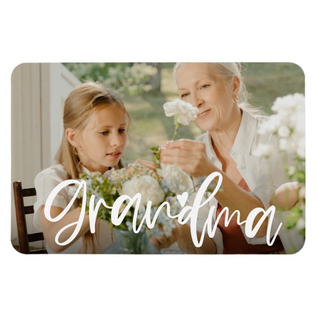 Grandma Kärlek Script Personlig Photo Gift Magnet (Horisontell)
