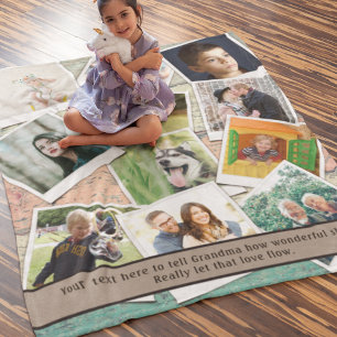 Grandma Kärlek You Photo Collage Fleecefilt