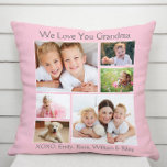 Grandma Kärlek You Rosa Photo Kudde<br><div class="desc">Fira Grandma med den här anpassningsbarna med flera fotosamlingskuddar. Du kan anpassa dig med sex familjefotografier av barnbarn, familjemedlemmar, husdjur osv., anpassa uttrycket till "I Kärlek You" eller "We Kärlek You", och om hon heter "Grandma", "Nana", "Mommom" osv., och lägga till barnbarns eller barnbarns namn, allt mot bakgrund av lätt...</div>
