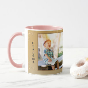 Grandma Kärlek You Rustic Söt Text Photo Templat Mugg