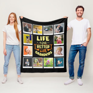 Grandma Life Better with Barnbarn Photo Collage Fleecefilt