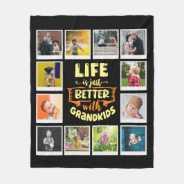 Grandma Life Better with Barnbarn Photo Collage Fleecefilt