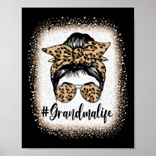 Grandma Life Messy Bun Grandmor Announcement Mo Poster