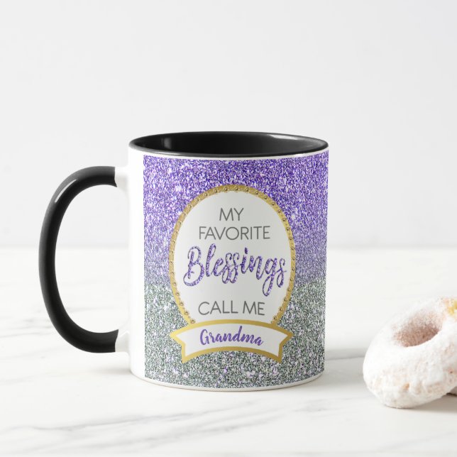 Grandma Lila Silver Favorite Blessings Glitter Mugg (Med munk)