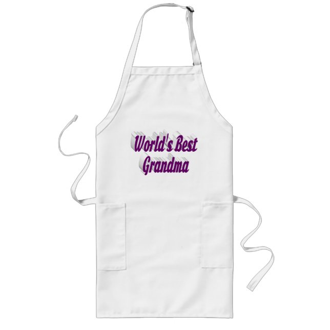 Grandma lila text long apron långt förkläde (Framsidan)