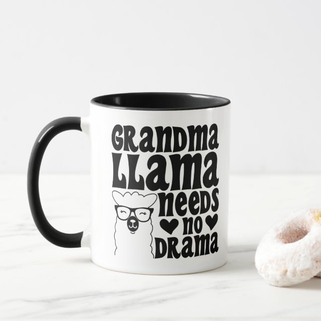 Grandma Llama behöver ingen Drama Cute Granny Humo Mugg (Med munk)