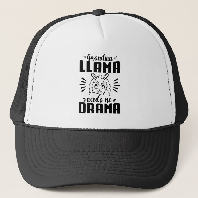 Grandma Llama behöver ingen Drama Cute Llama-födel Keps (Framsida)