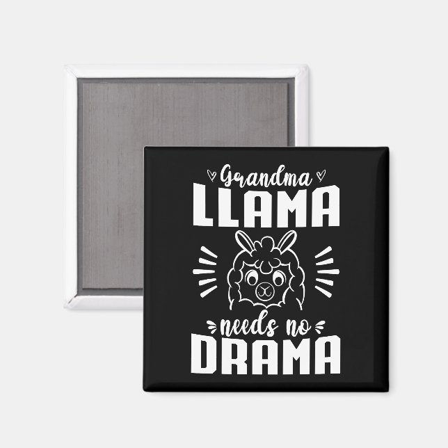 Grandma Llama behöver ingen Drama Cute Llama-födel Magnet (Front/Back)
