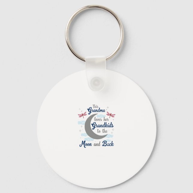 Grandma Loves Her Grandkids Dragonfly Moon Women G Nyckelring (Framsida)