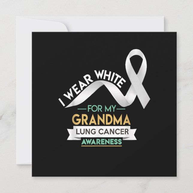Grandma Lung Cancer Shirt White Ribbon Awareness M Inbjudningar (Framsida)