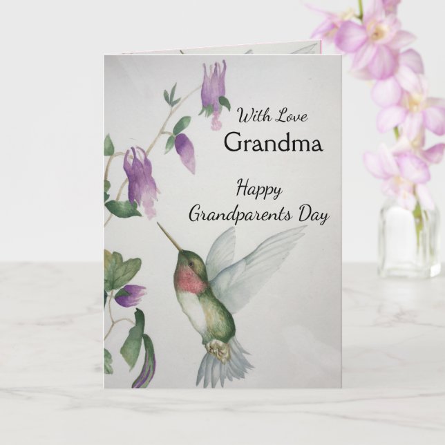 Grandma Lycklig Grandföräldrar Day Hummingbird Car Kort (Orkide)