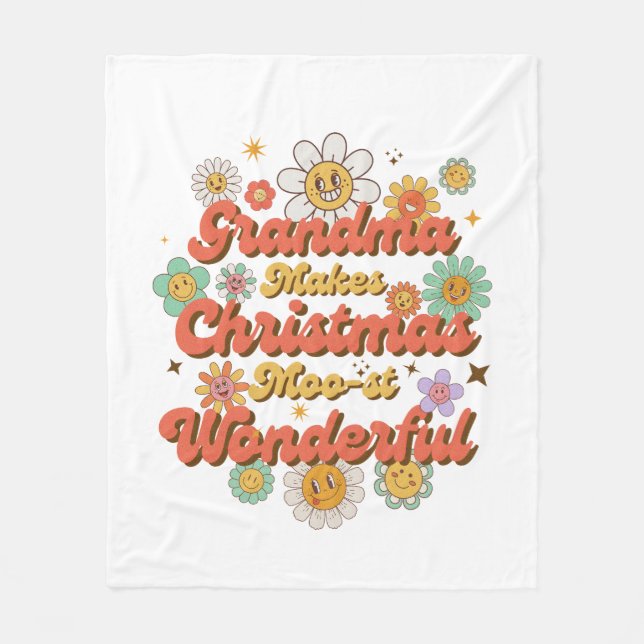 Grandma Makes Christmas Moo-st Wonderful Fleecefilt (Framsidan)