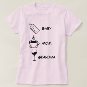 Grandma Mamma Baby Customize Namn Drinks Funny T Shirt