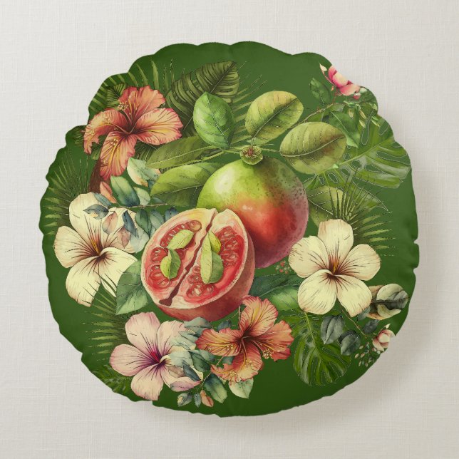Grandma Manuela's Guavas Rund Kudde (Framsidan)