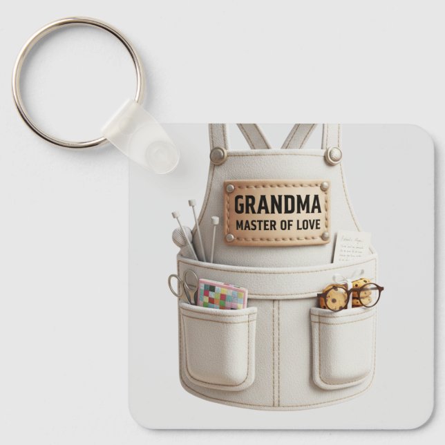 Grandma Master of Love Keychain –Cute Apron Design Nyckelring (Framsida)