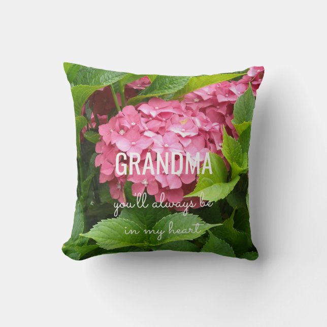 Grandma-meddelande med Rosa Hydrangeas Kudde (Framsida)