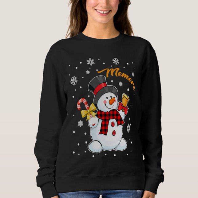 Grandma Memere Snowman Candy Cane Christmas Red Pl T Shirt (Framsida)
