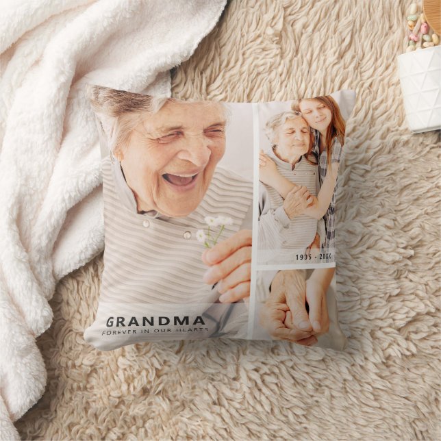 Grandma Memorial Modern Geometric Photo Collage Kudde (Filt)
