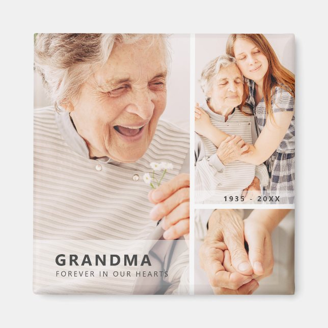 Grandma Memorial Modern Geometric Photo Collage Magnet (Framsidan)
