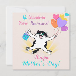 Grandma Mors dag Cute Kattunge Colorful Balloation Kort