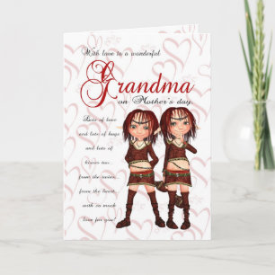 Grandma Mors dag kort från Twillingar - två cute E
