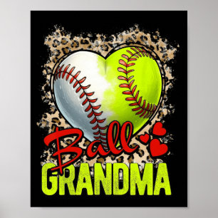 Grandma Mors dag Softball Grandma Baseball Gran Poster