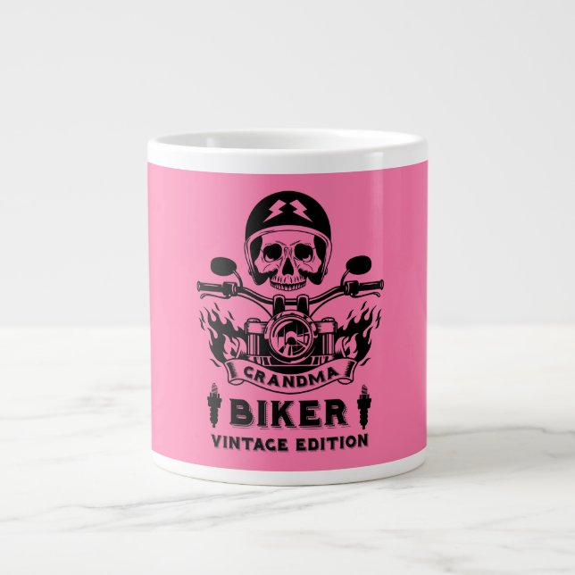 Grandma Motorcykel Rider Jumbo Mugg (Framsidan)