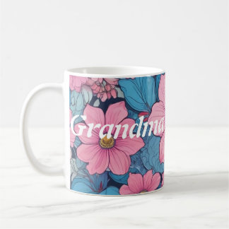 Grandma Mugg med Rosa och blå blomma