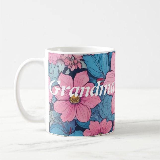 Grandma Mugg med Rosa och blå blomma (Vänster)