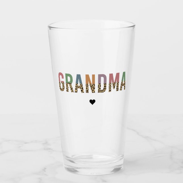Grandma multifärgad cheetah leopard typography Gif Glaskopp (Framsida)