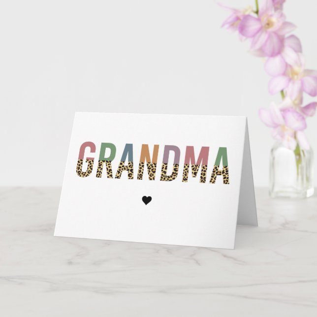 Grandma multifärgad cheetah leopard typography Gif Kort (Orkide)