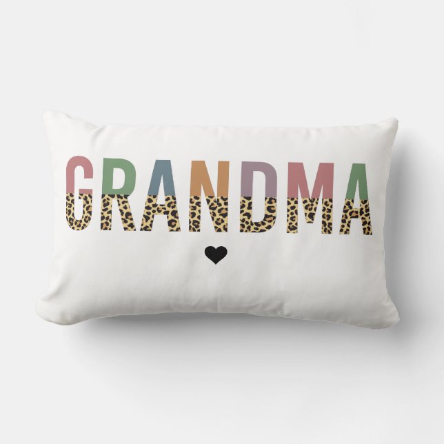 Grandma multifärgad cheetah leopard typography Gif Lumbarkudde (Framsida)
