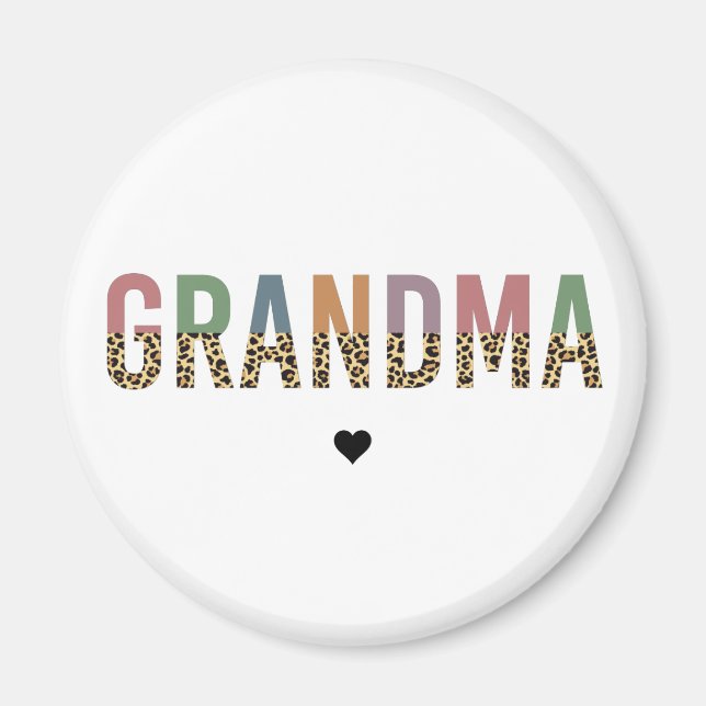 Grandma multifärgad cheetah leopard typography Gif Magnet (Framsidan)