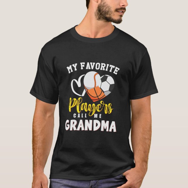 Grandma My Favorite Sell Soccer Sketll Players Cal T Shirt (Framsida)
