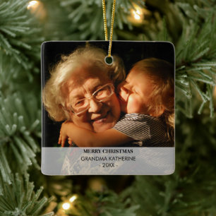 Grandma Nana Barnbarn Julafton Photo jul Julgransprydnad Keramik