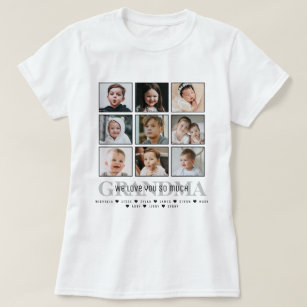 Grandma/Nana/other 9-Photo Collage Message & Namn T Shirt