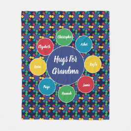 Grandma Nona Grandchildren Family Hugs Monogram Fleecefilt