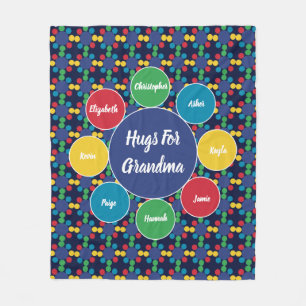 Grandma Nona Grandchildren Family Hugs Monogram Fleecefilt