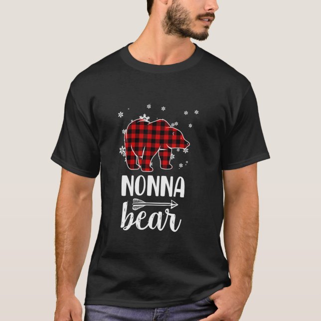 Grandma Nonna Bear Julafton Pajama Red Play Buffal T Shirt (Framsida)