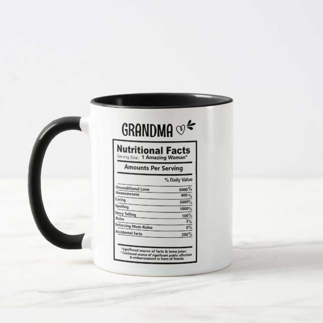 Grandma Nutrition Facts Coffee Mugg (Vänster)