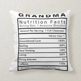 Grandma Nutrition Facts Statistics Cushion Kudde