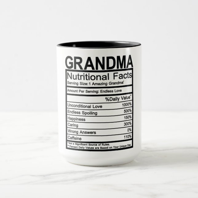 Grandma Nutritional Facts Mugg (Center)