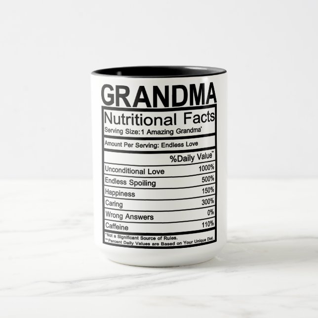 Grandma Nutritional Facts Mugg (Center)