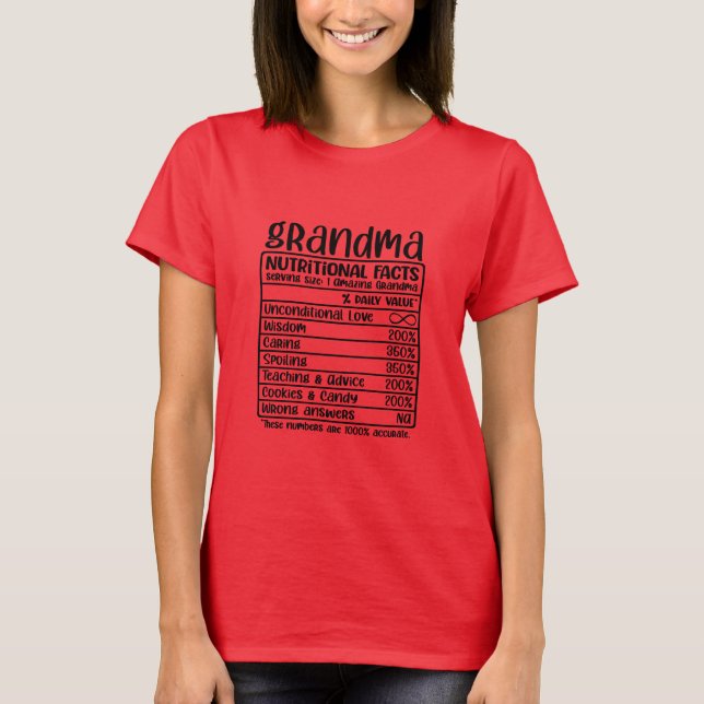 Grandma Nutritional Facts T Shirt (Framsida)