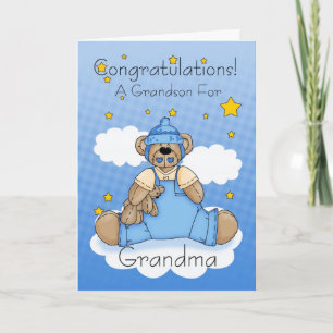 Grandma Nyfödd bebis Boy Grattiss Kort